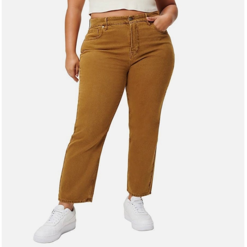 Good American ‘90s Duster Straight Leg Jeans in Brown